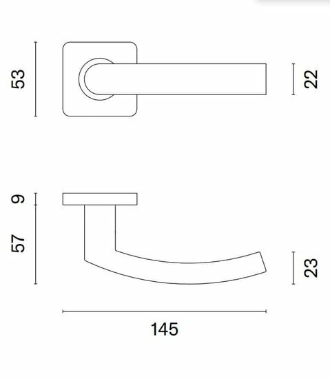 Sterk deurklinken Kvadrat -1706 RVS &ndash; maatvoering