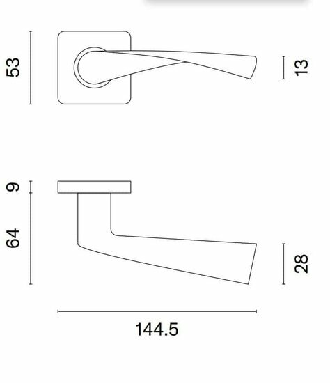 Sterk deurklinken Kvadrat -1708 RVS &ndash; maatvoering
