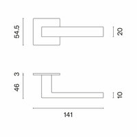 Deurkrukken KVADRAT 1760 ultra dun 3mm koper PVD &ndash; maatvoering