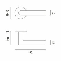 Deurkrukken OVAL 1750 ultra dun 3mm mat goud &ndash; maatvoering