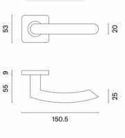Sterk deurklinken Kvadrat -1707 RVS &ndash; maatvoering