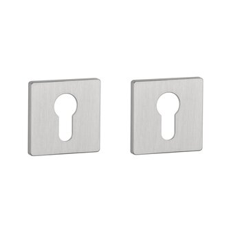 Cilinder rozet vierkant 52X52X5mm geborsteld chroom