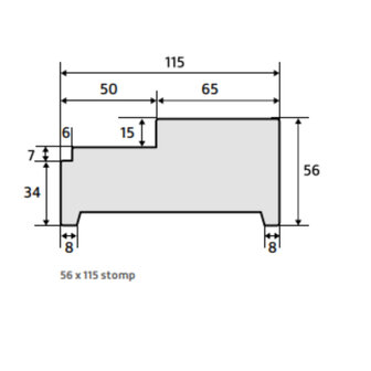 Kozijn hardhout WIT 56 x 115 STOMP