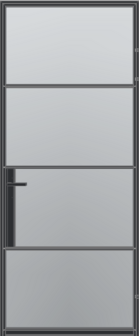 Aluminium opdekdeur met subtiel grijs glas