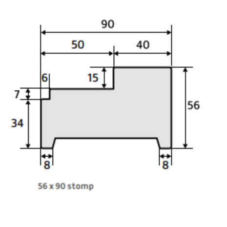 Kozijn hardhout WIT 56 x 90 STOMP