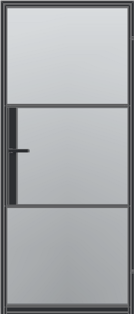 Aluminium opdekdeur met subtiel grijs glas